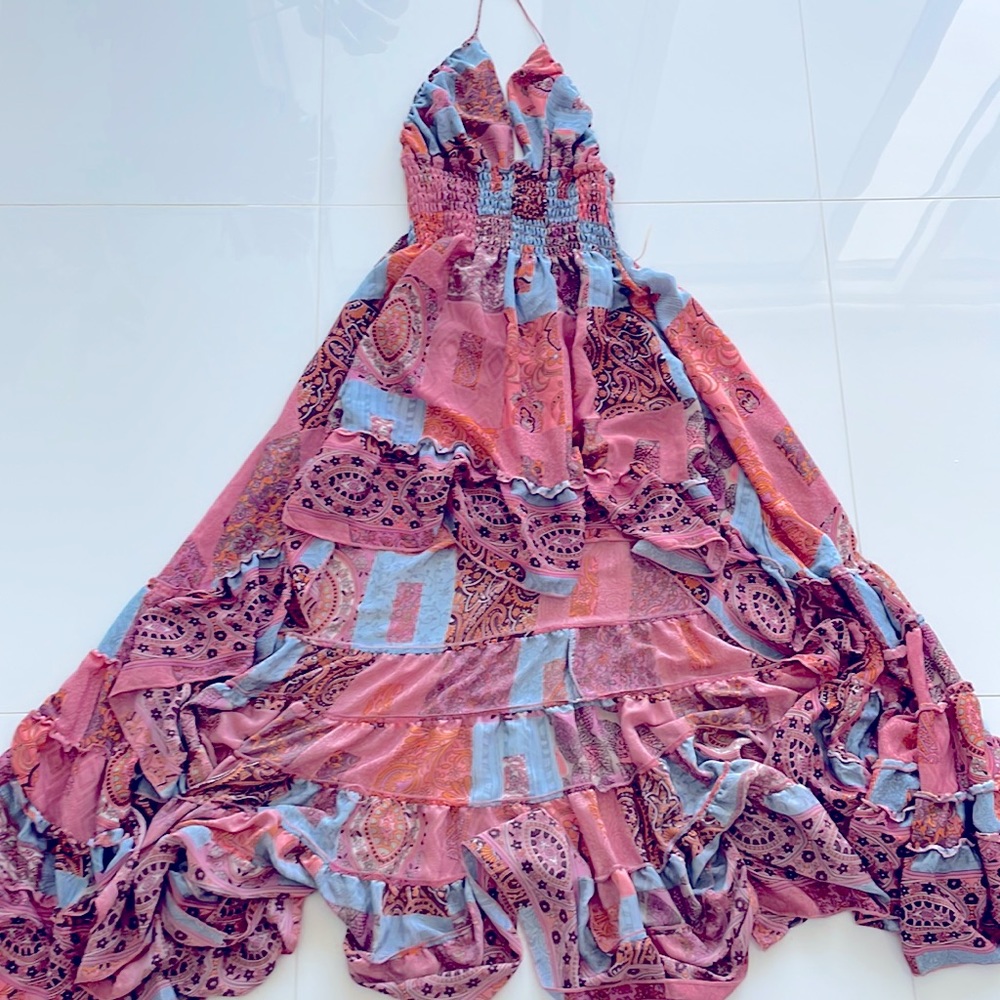 Indian silk dress, halter top dress